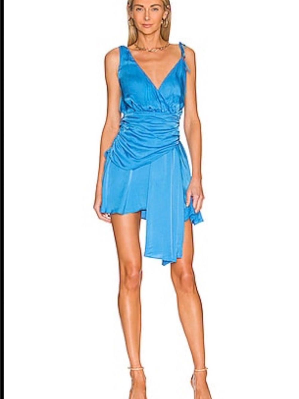 Lovers + Friends Asymmetrical Bright Turquoise Dress